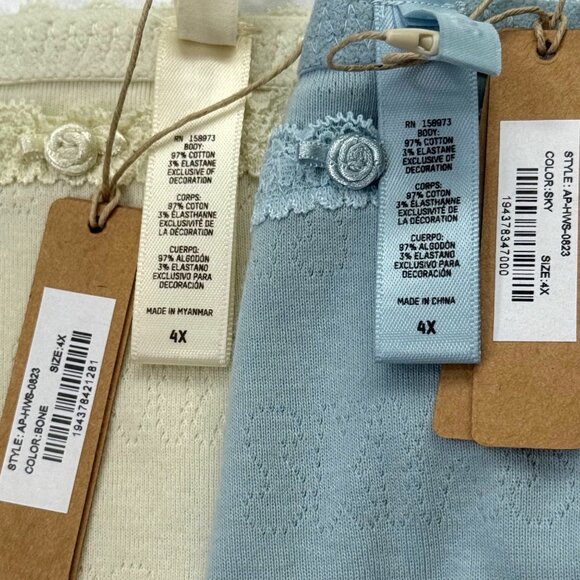 SKIMS Lace Pointelle Boxer Shorts Lot of 2 Sky Bone 4X - Picture 7 of 11